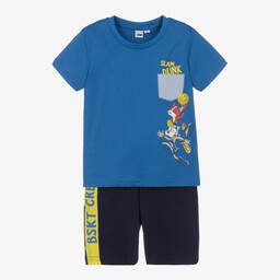 iDO Baby-Blue Cotton Basketball Shorts Set | Childrensalon Outlet