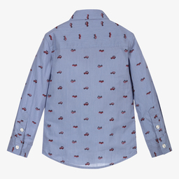 iDO Baby-Blue Cotton Cars Shirt | Childrensalon Outlet