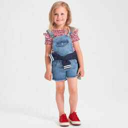 iDO Baby-Blue Denim Short Dungarees | Childrensalon Outlet