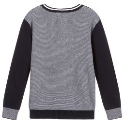 iDO Baby-Blue Knitted Cotton Sweater | Childrensalon Outlet