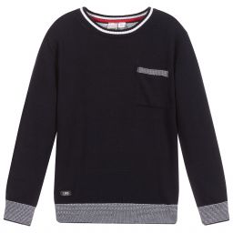 iDO Baby-Blue Knitted Cotton Sweater | Childrensalon Outlet