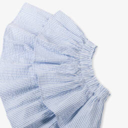 iDO Baby-تنورة مخططة زرقاء للبنات من قماش سييرساكر | Childrensalon Outlet