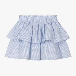 iDO Baby-تنورة مخططة زرقاء للبنات من قماش سييرساكر | Childrensalon Outlet