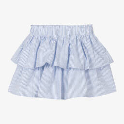 iDO Baby-تنورة مخططة زرقاء للبنات من قماش سييرساكر | Childrensalon Outlet