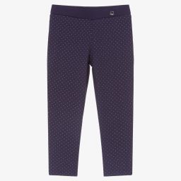 iDO Junior-Blue & Silver Studded Leggings | Childrensalon Outlet
