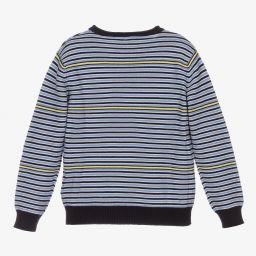 iDO Baby-Blue Striped Cotton Sweater | Childrensalon Outlet
