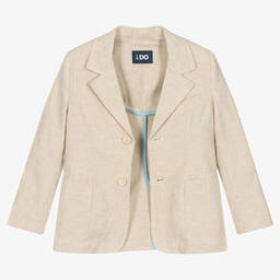 آي دو Baby-جاكيت كتان وفيسكوز لون بيج للأولاد | Childrensalon Outlet