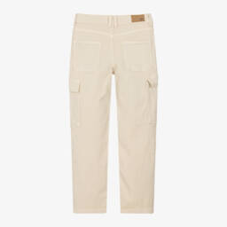 iDO Junior-Boys Beige Stretch Cargo Trousers | Childrensalon Outlet