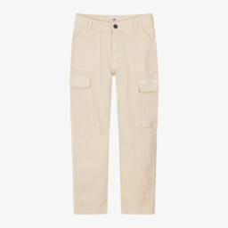 iDO Junior-Boys Beige Stretch Cargo Trousers | Childrensalon Outlet