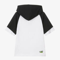 iDO Junior-Boys Black & Ivory Hooded Tee | Childrensalon Outlet
