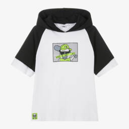 iDO Junior-Boys Black & Ivory Hooded Tee | Childrensalon Outlet