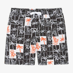 iDO Junior-Boys Black Palm Tree Swim Shorts | Childrensalon Outlet