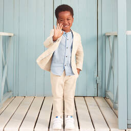 آي دو Baby-قميص كتان لون أزرق فاتح للأولاد | Childrensalon Outlet