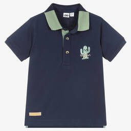 iDO Baby-Boys Blue Cotton Cactus Polo Shirt | Childrensalon Outlet
