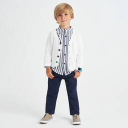iDO Baby-Boys Blue Cotton Stripe Shirt | Childrensalon Outlet