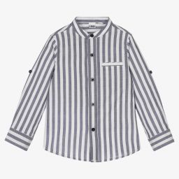 iDO Baby-Boys Blue Cotton Stripe Shirt | Childrensalon Outlet