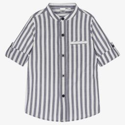 iDO Baby-Boys Blue Cotton Stripe Shirt | Childrensalon Outlet