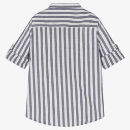 iDO Baby-Boys Blue Cotton Stripe Shirt | Childrensalon Outlet