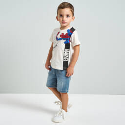 iDO Baby-Boys Blue Faded Jersey Denim Shorts | Childrensalon Outlet