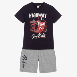 iDO Baby-Boys Blue & Grey Shorts Set | Childrensalon Outlet
