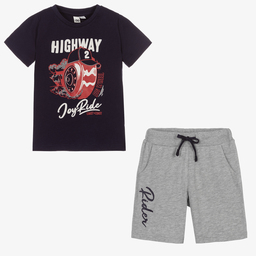 iDO Baby-Boys Blue & Grey Shorts Set | Childrensalon Outlet