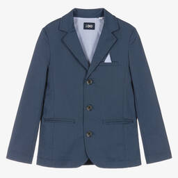 iDO Junior-Boys Blue Jacquard Jacket  | Childrensalon Outlet