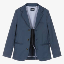 iDO Junior-Boys Blue Jacquard Jacket  | Childrensalon Outlet