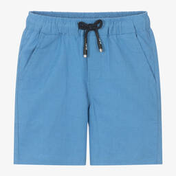 iDO Малыши-Boys Blue Linen & Viscose Shorts | Childrensalon Outlet