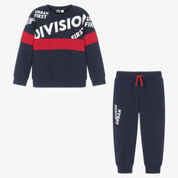 iDO Baby-Boys Blue & Red Cotton Tracksuit | Childrensalon Outlet