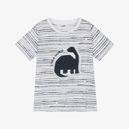 iDO Baby-تيشيرت ديناصور أزرق وأبيض للأولاد | Childrensalon Outlet