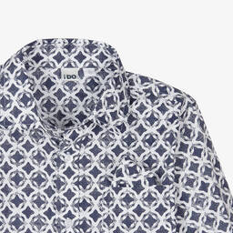 iDO Junior-Boys Blue & White Patterned Shirt | Childrensalon Outlet