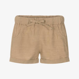 iDO Mini-Boys Camel Linen-Blend Shorts | Childrensalon Outlet