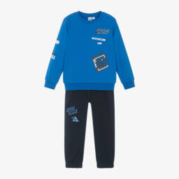 iDO Baby-بدلة رياضية مزيج قطن لون أزرق للأولاد | Childrensalon Outlet