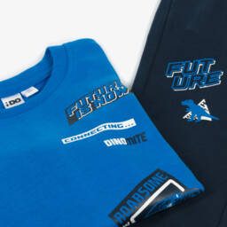 iDO Baby-بدلة رياضية مزيج قطن لون أزرق للأولاد | Childrensalon Outlet