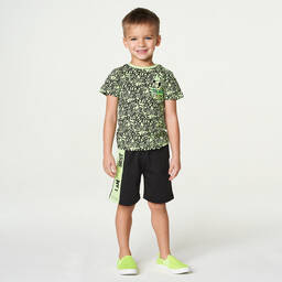 iDO Baby-طقم شورت قطن لون أخضر وأسود للأولاد | Childrensalon Outlet