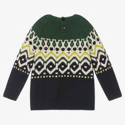 iDO Baby-Boys Green & Blue Cotton Knit Sweater | Childrensalon Outlet