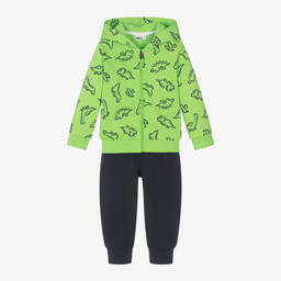 iDO Baby-Boys Green Dinosaur Print Cotton Tracksuit | Childrensalon Outlet