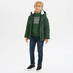 آي دو Junior-معطف هودي مبطن لون أخضر للأولاد | Childrensalon Outlet