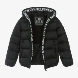 iDO Junior-Boys Hooded Black Waterproof Jacket | Childrensalon Outlet