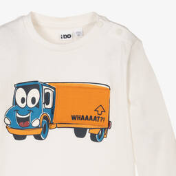 iDO Малыши-Кремовый хлопковый топ с грузовиком | Childrensalon Outlet