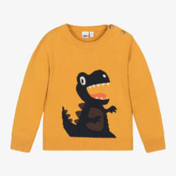 iDO Baby-Boys Knit Dinosaur Jumper in Yellow | Childrensalon Outlet