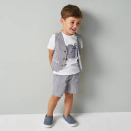 iDO Baby-شورت قطني مخطط بحري للأولاد | Childrensalon Outlet