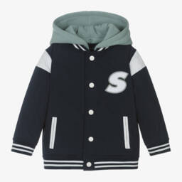 iDO Baby-Boys Navy Hooded Varsity Coat | Childrensalon Outlet