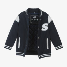 iDO Baby-Boys Navy Hooded Varsity Coat | Childrensalon Outlet