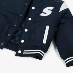 iDO Baby-Boys Navy Hooded Varsity Coat | Childrensalon Outlet