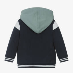 iDO Baby-Boys Navy Hooded Varsity Coat | Childrensalon Outlet