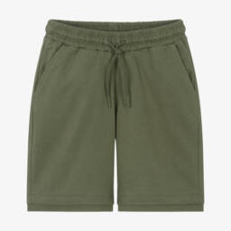 iDO Junior-Boys Olive Stretch Knit Shorts | Childrensalon Outlet