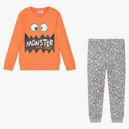 iDO Baby-Boys Orange & Grey Cotton Pyjamas | Childrensalon Outlet
