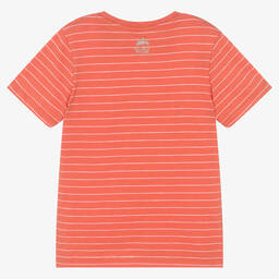 iDO Junior-Boys Orange Striped Cotton T-Shirt | Childrensalon Outlet