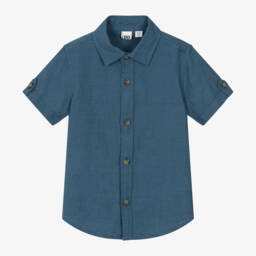 iDO Малыши-Льняная рубашка небесного оттенка для мальчиков | Childrensalon Outlet